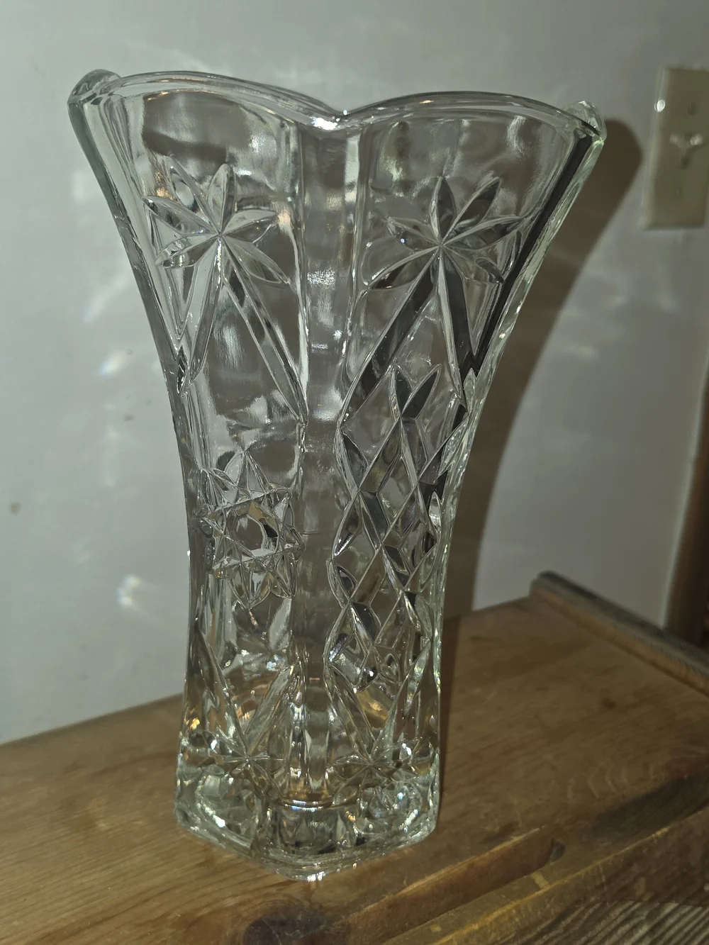 Clear Cut Glass Decorative Vase - Home Accents